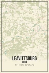 Retro US city map of Leavittsburg, Ohio. Vintage street map.