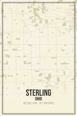 Retro US city map of Sterling, Ohio. Vintage street map.