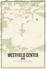 Retro US city map of Westfield Center, Ohio. Vintage street map.
