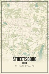 Retro US city map of Streetsboro, Ohio. Vintage street map.