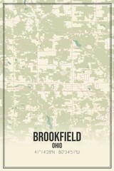 Retro US city map of Brookfield, Ohio. Vintage street map.
