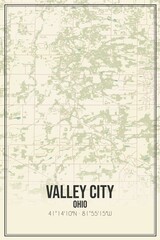 Retro US city map of Valley City, Ohio. Vintage street map.