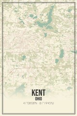 Retro US city map of Kent, Ohio. Vintage street map.