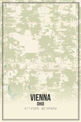 Retro US city map of Vienna, Ohio. Vintage street map.