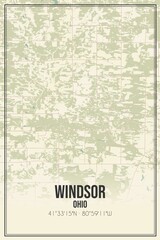 Retro US city map of Windsor, Ohio. Vintage street map.