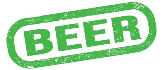 BEER, text on green rectangle stamp sign.