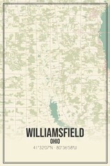 Retro US city map of Williamsfield, Ohio. Vintage street map.