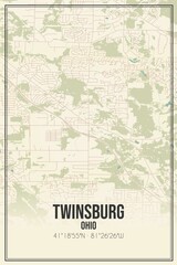 Retro US city map of Twinsburg, Ohio. Vintage street map.