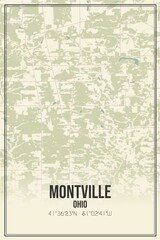 Retro US city map of Montville, Ohio. Vintage street map.