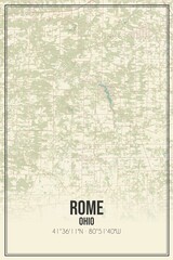 Retro US city map of Rome, Ohio. Vintage street map.