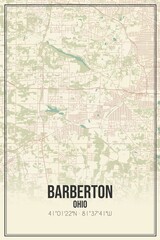 Retro US city map of Barberton, Ohio. Vintage street map.