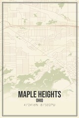 Retro US city map of Maple Heights, Ohio. Vintage street map.