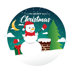 Christmas winter landscape. Christmas festive poster design