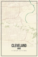 Fototapeta na wymiar Retro US city map of Cleveland, Ohio. Vintage street map.