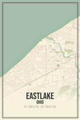 Retro US city map of Eastlake, Ohio. Vintage street map.