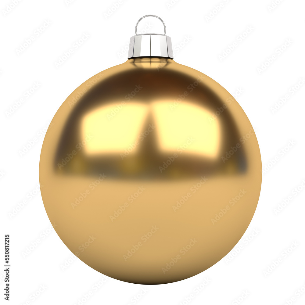 Wall mural isolated glossy christmas bauble with transparency. 3d rendering gold shiny ball ornament. merry xma