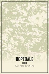 Retro US city map of Hopedale, Ohio. Vintage street map.