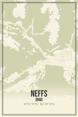 Retro US city map of Neffs, Ohio. Vintage street map.