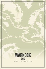 Retro US city map of Warnock, Ohio. Vintage street map.
