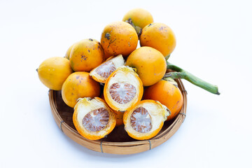 Betel nuts on white background.