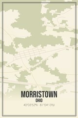 Retro US city map of Morristown, Ohio. Vintage street map.