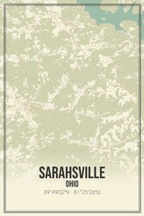 Retro US city map of Sarahsville, Ohio. Vintage street map.