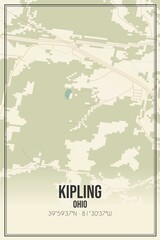 Retro US city map of Kipling, Ohio. Vintage street map.