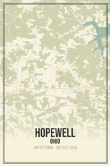 Retro US city map of Hopewell, Ohio. Vintage street map.