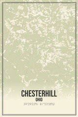 Retro US city map of Chesterhill, Ohio. Vintage street map.