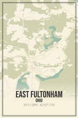 Retro US city map of East Fultonham, Ohio. Vintage street map.