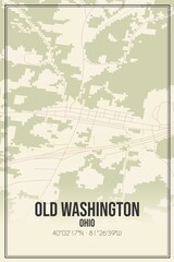 Retro US city map of Old Washington, Ohio. Vintage street map.