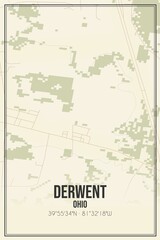 Retro US city map of Derwent, Ohio. Vintage street map.