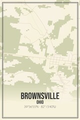 Retro US city map of Brownsville, Ohio. Vintage street map.