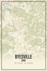 Retro US city map of Byesville, Ohio. Vintage street map.