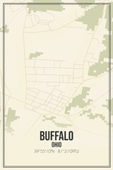 Retro US city map of Buffalo, Ohio. Vintage street map.