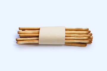Bread sticks on white background