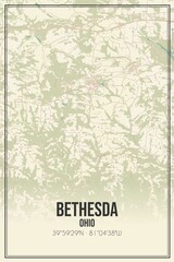 Retro US city map of Bethesda, Ohio. Vintage street map.