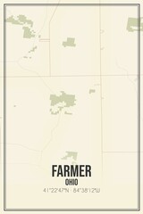 Retro US city map of Farmer, Ohio. Vintage street map.