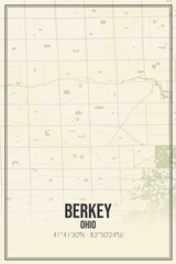 Retro US city map of Berkey, Ohio. Vintage street map.