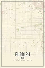 Retro US city map of Rudolph, Ohio. Vintage street map.