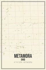 Retro US city map of Metamora, Ohio. Vintage street map.