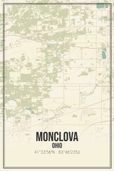 Retro US city map of Monclova, Ohio. Vintage street map.