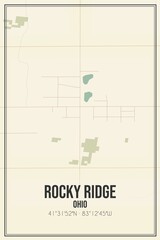 Retro US city map of Rocky Ridge, Ohio. Vintage street map.