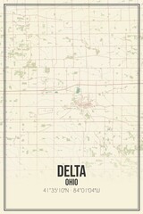Retro US city map of Delta, Ohio. Vintage street map.