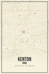 Retro US city map of Kenton, Ohio. Vintage street map.