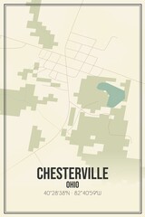 Retro US city map of Chesterville, Ohio. Vintage street map.