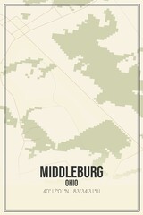 Retro US city map of Middleburg, Ohio. Vintage street map.