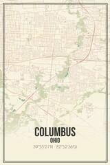 Retro US city map of Columbus, Ohio. Vintage street map.