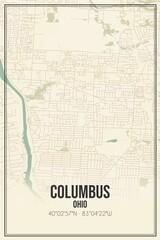 Retro US city map of Columbus, Ohio. Vintage street map.