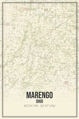 Retro US city map of Marengo, Ohio. Vintage street map.